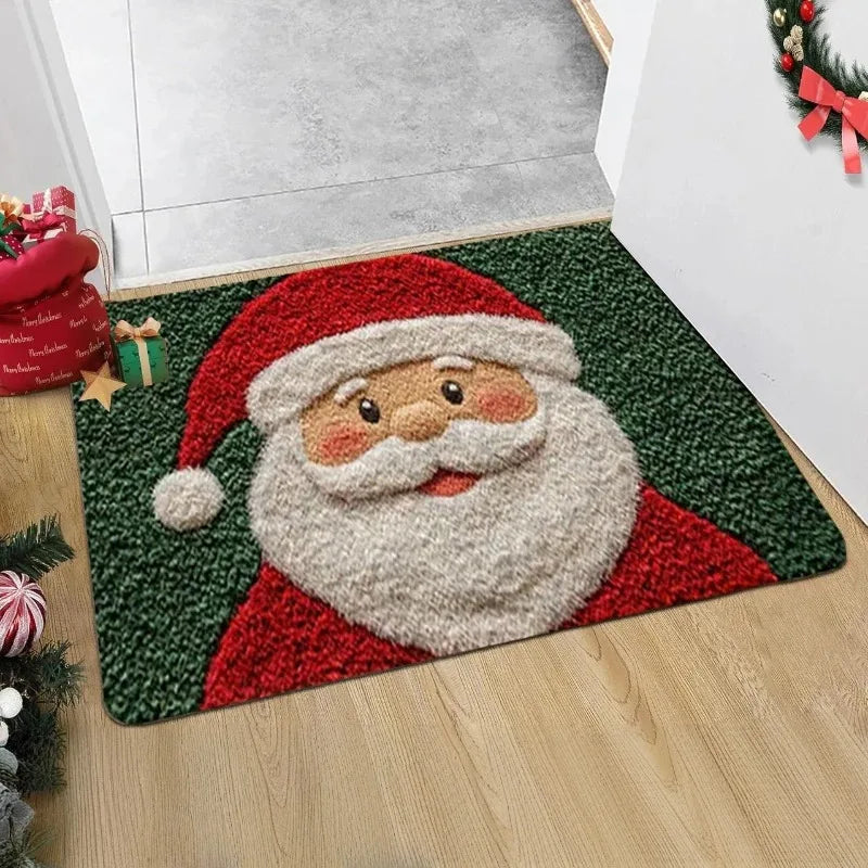 Gingerbread & Santa Christmas Door Mat