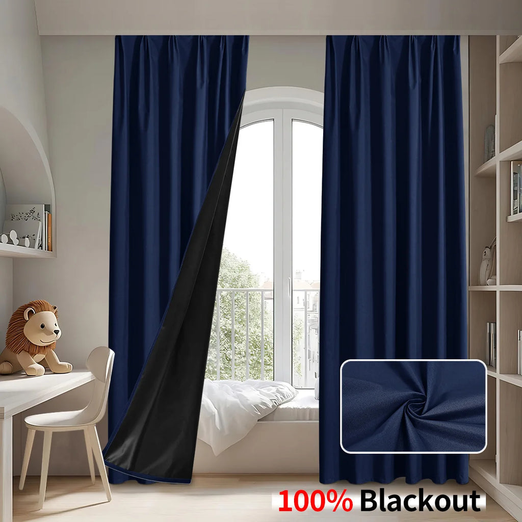 Custom Size 1Pc Hook 100% Blackout Curtains for Living Room Bedroom Thermal Insulated Waterproof Window Decor 창문커텐 Door Blinds