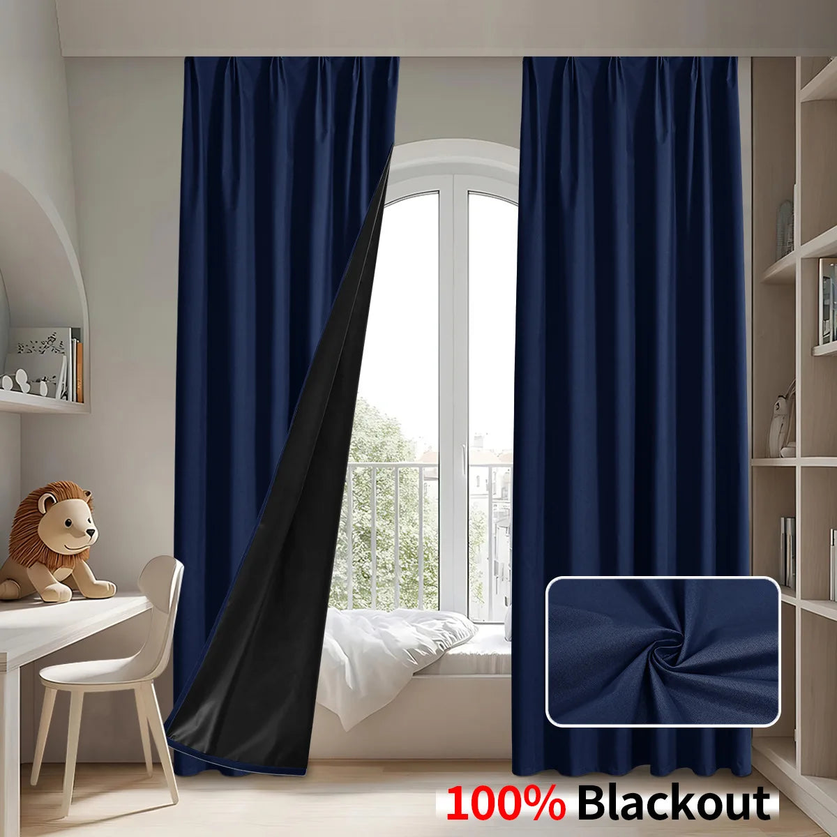 Custom Size 1Pc Hook 100% Blackout Curtains for Living Room Bedroom Thermal Insulated Waterproof Window Decor 창문커텐 Door Blinds
