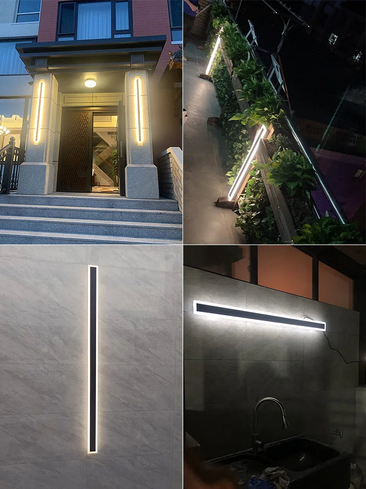Long Strip Waterproof Outdoor LED Wall Light — detail view