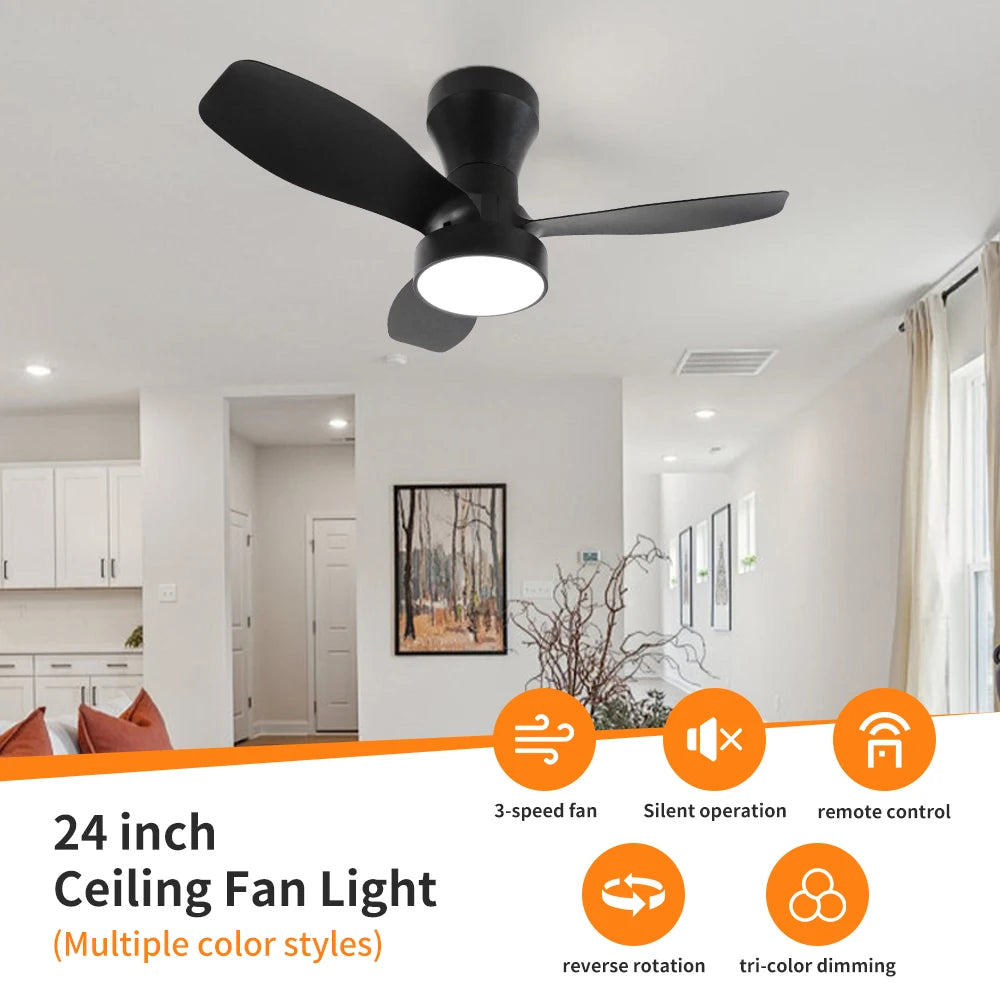 Dc Dimmable Remote-Control LED Ceiling Fan with Light