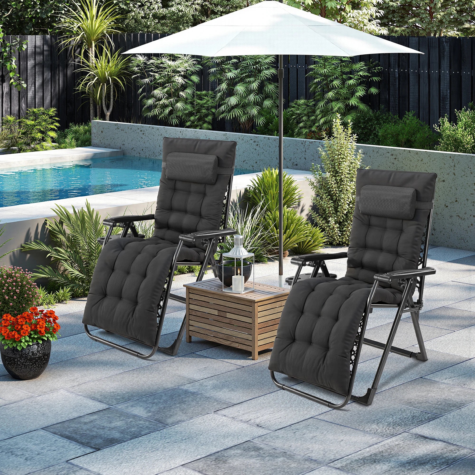 Set of 2 Zero-Gravity Outdoor Recliners