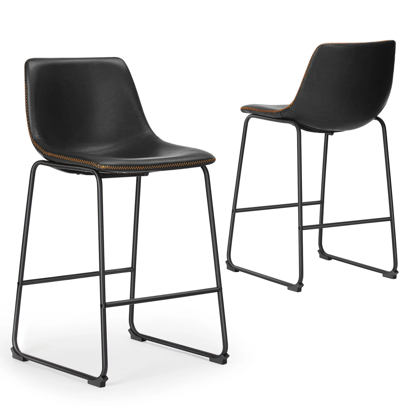 Set of 2 PU Leather Counter Stools — detail view