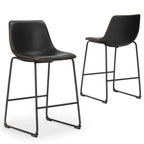 Set of 2 PU Leather Counter Stools