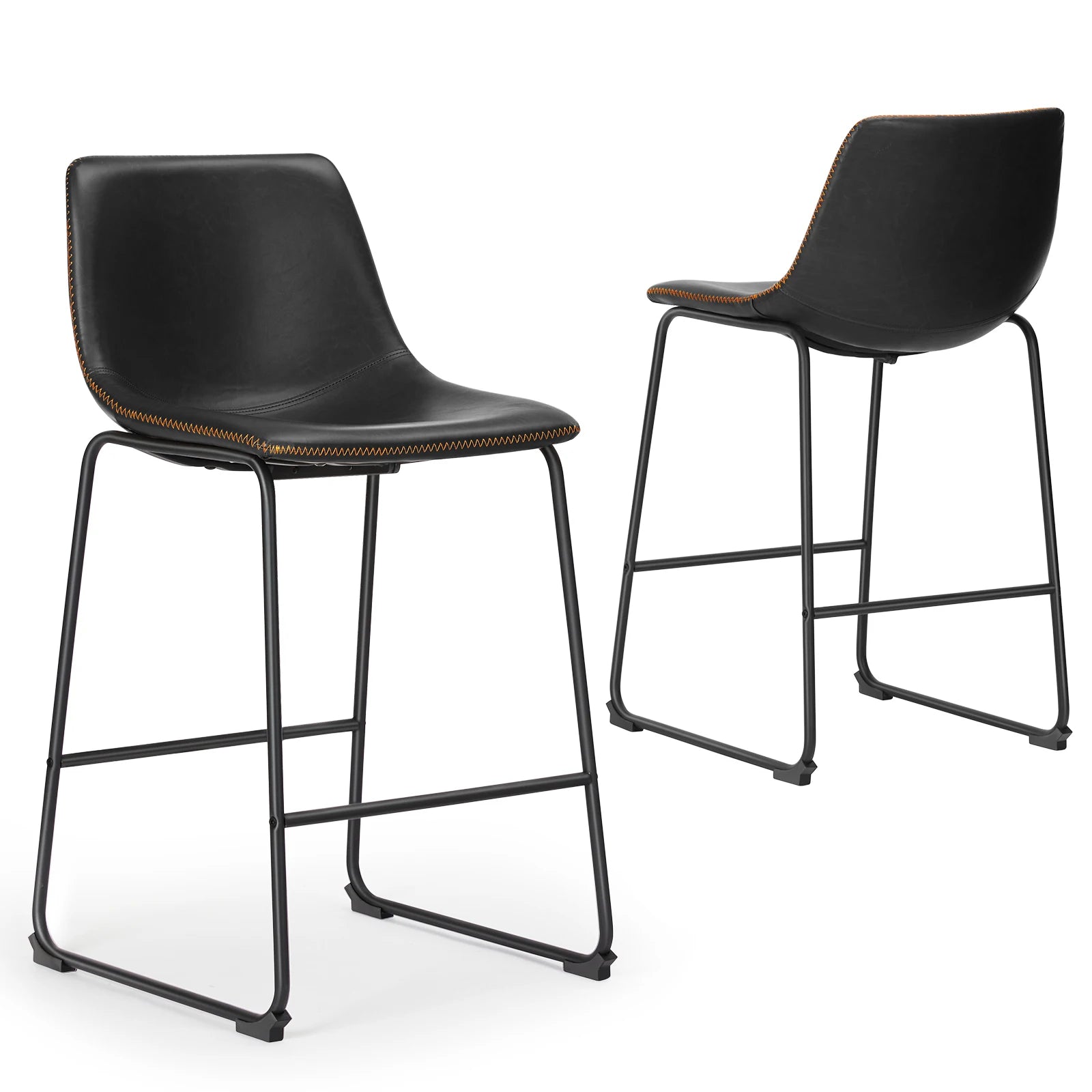 Set of 2 PU Leather Counter Stools