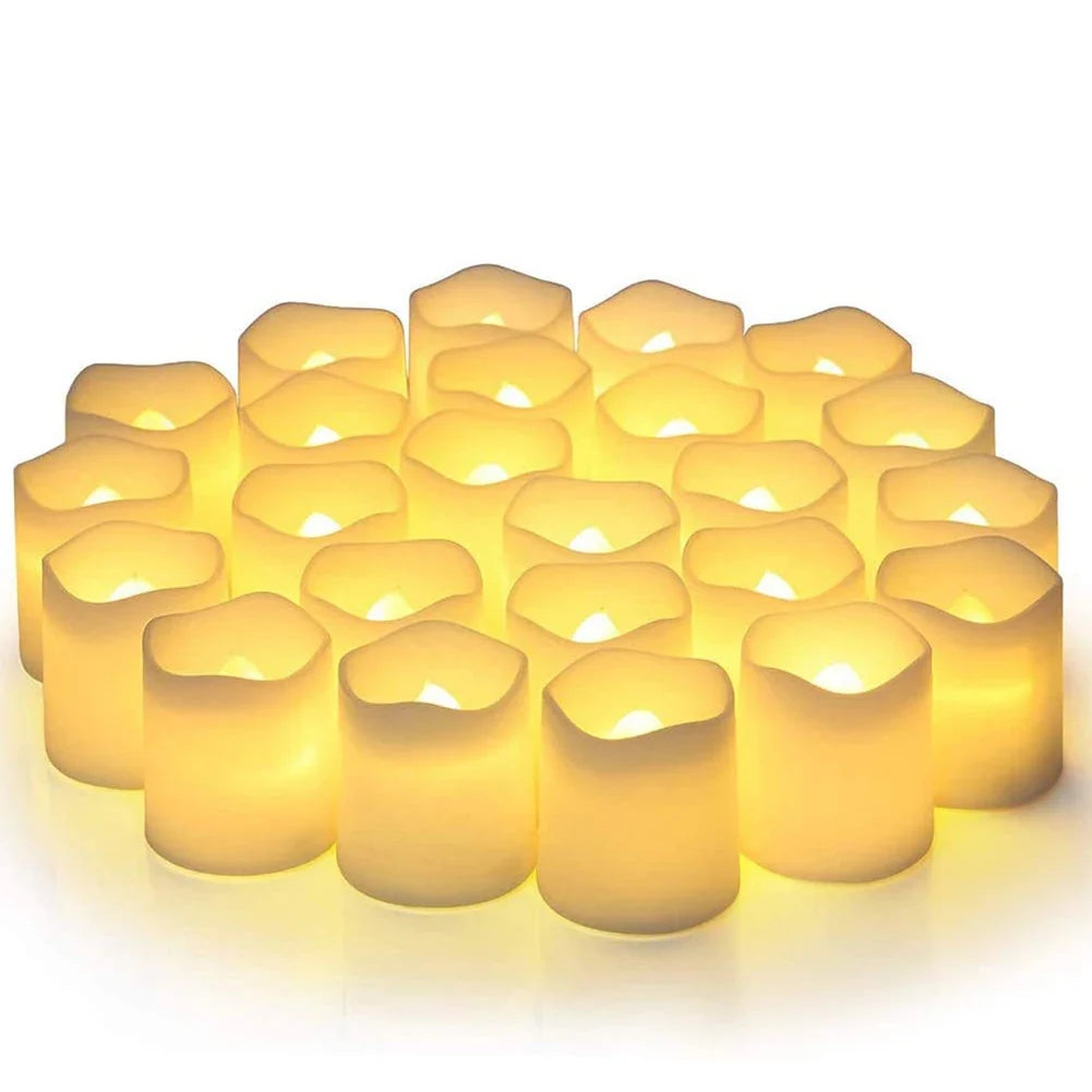 Set of 24 warm white flameless LED tea lights