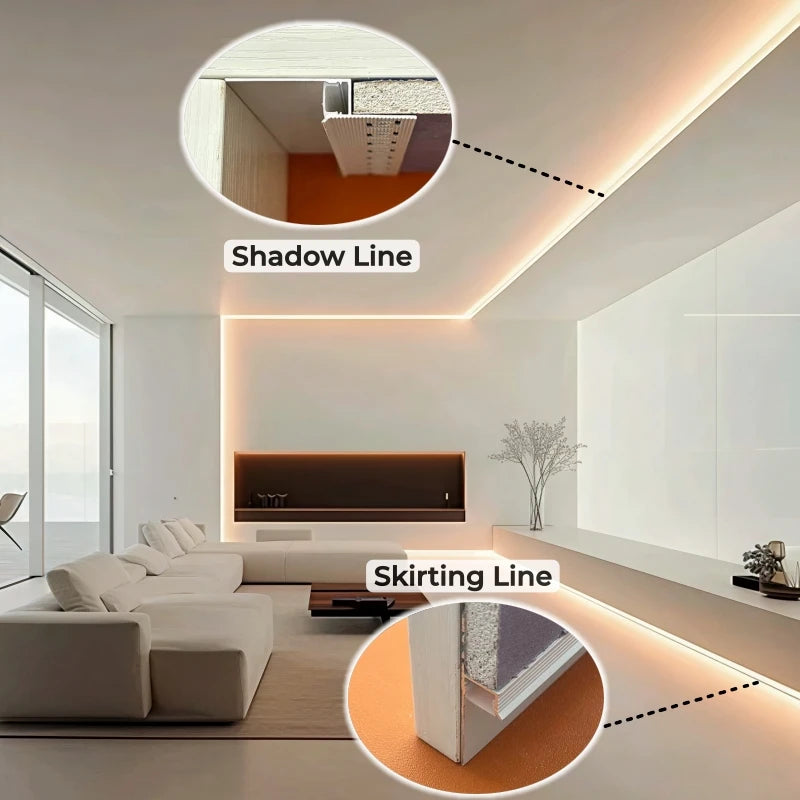 1m Ultra Narrow Shadow Gap LED Aluminum Profile Recessed