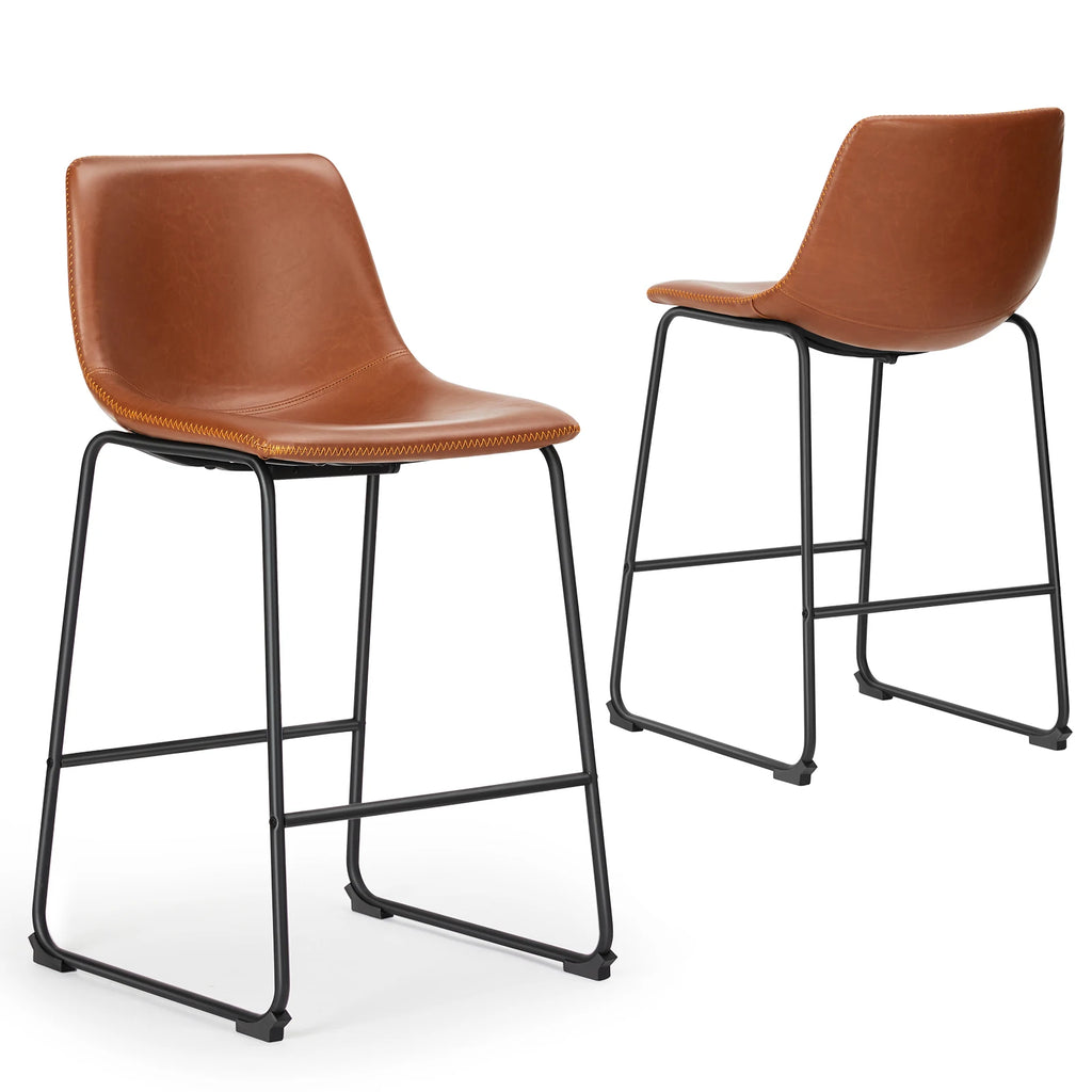 Set of 2 PU Leather Counter Stools