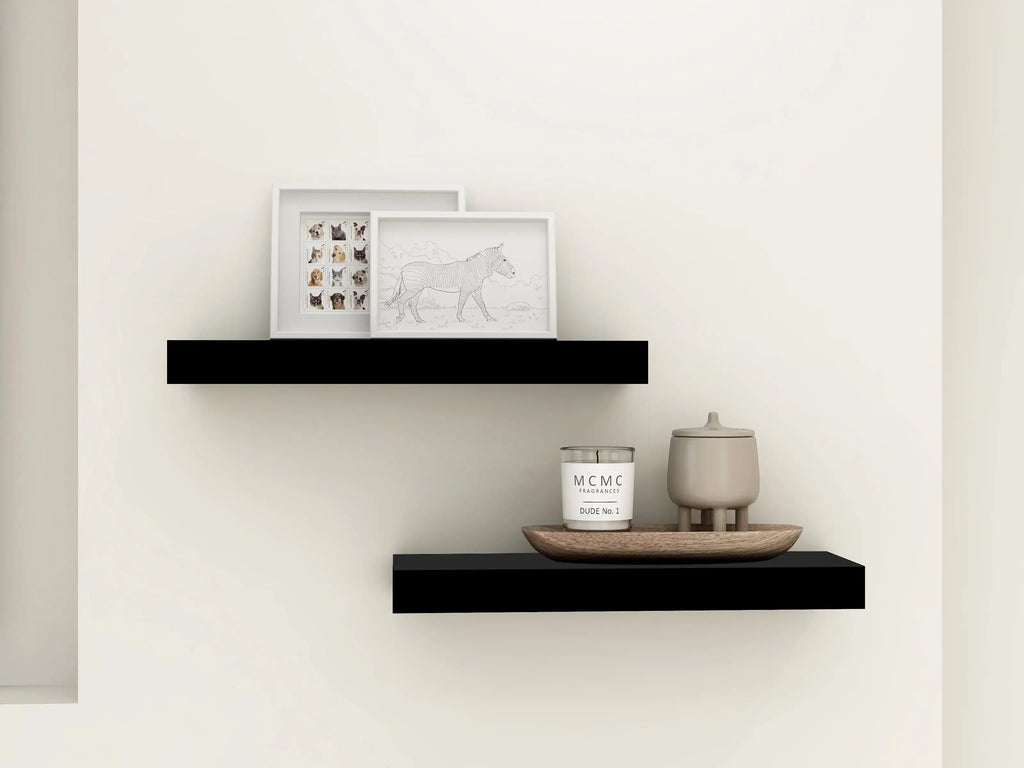 Black MDF Floating Wall Shelves