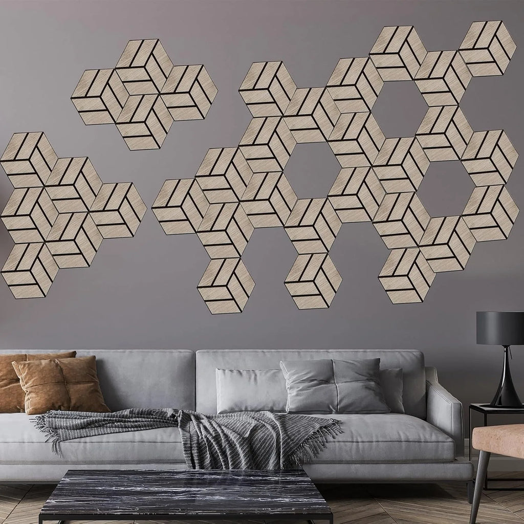 Wood-Grain Hexagonal Acoustic Panels
