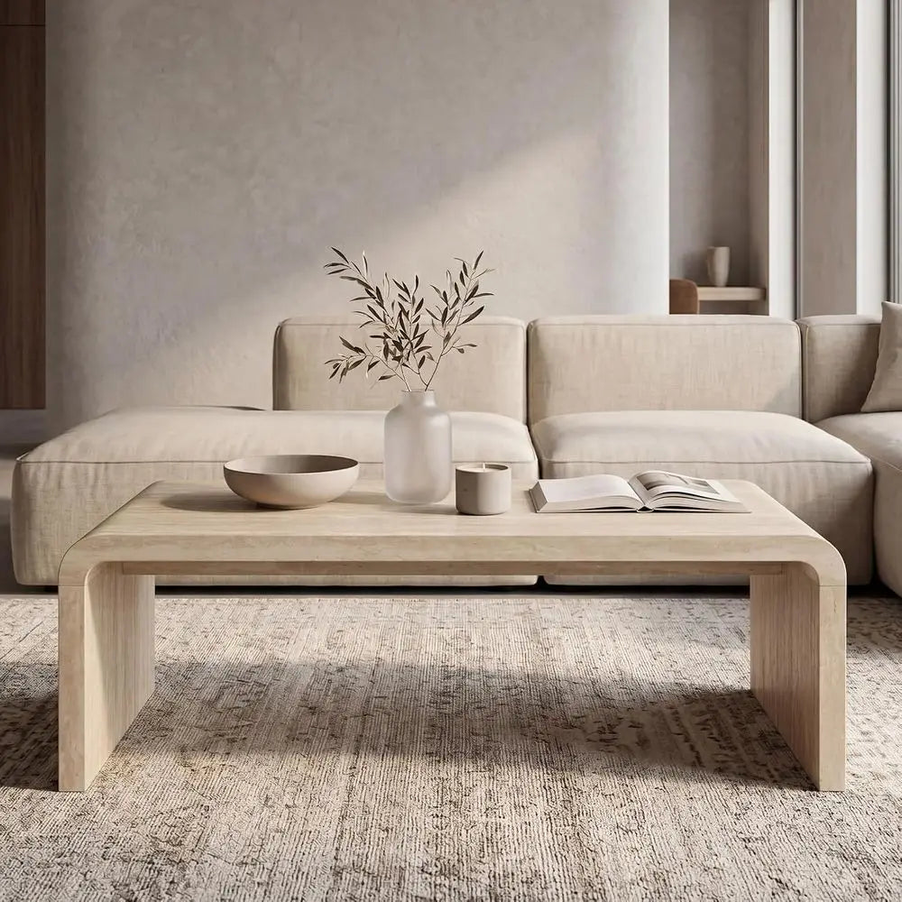47-Inch Travertine Waterfall Coffee Table
