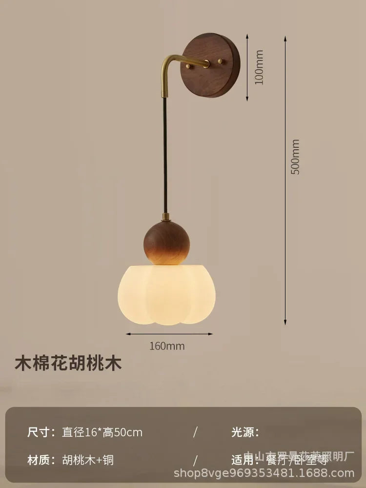Walnut & Opal Glass Triple Pendant Light