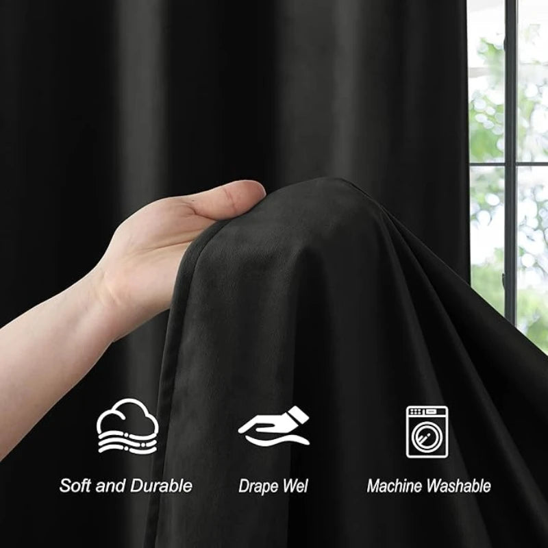 Black Semi-Blackout Window Curtains