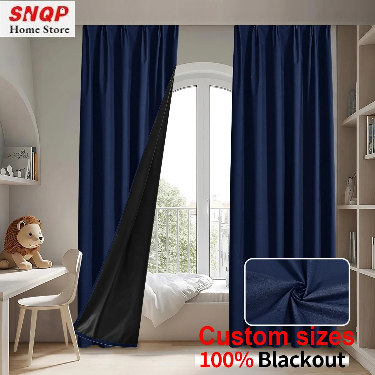 Custom Size 1Pc Hook 100% Blackout Curtains for Living Room Bedroom Thermal Insulated Waterproof Window Decor 창문커텐 Door Blinds