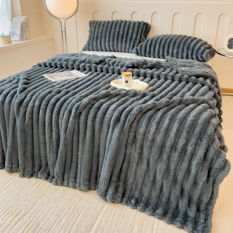Faux Rabbit Fur Throw Blanket