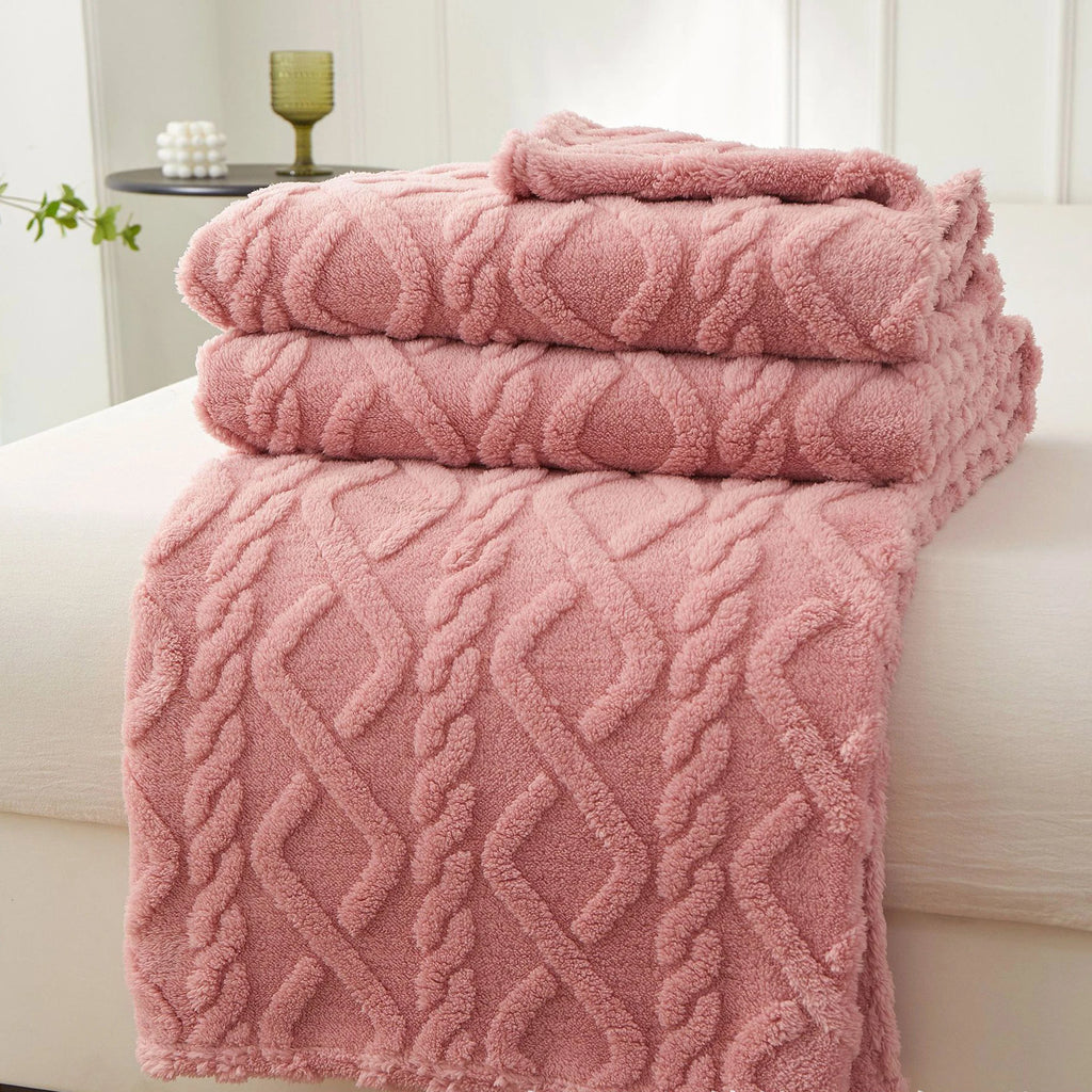 Plush Sherpa Travel Throw Blanket