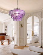 Green & Amber Cut-Glass LED Chandelier