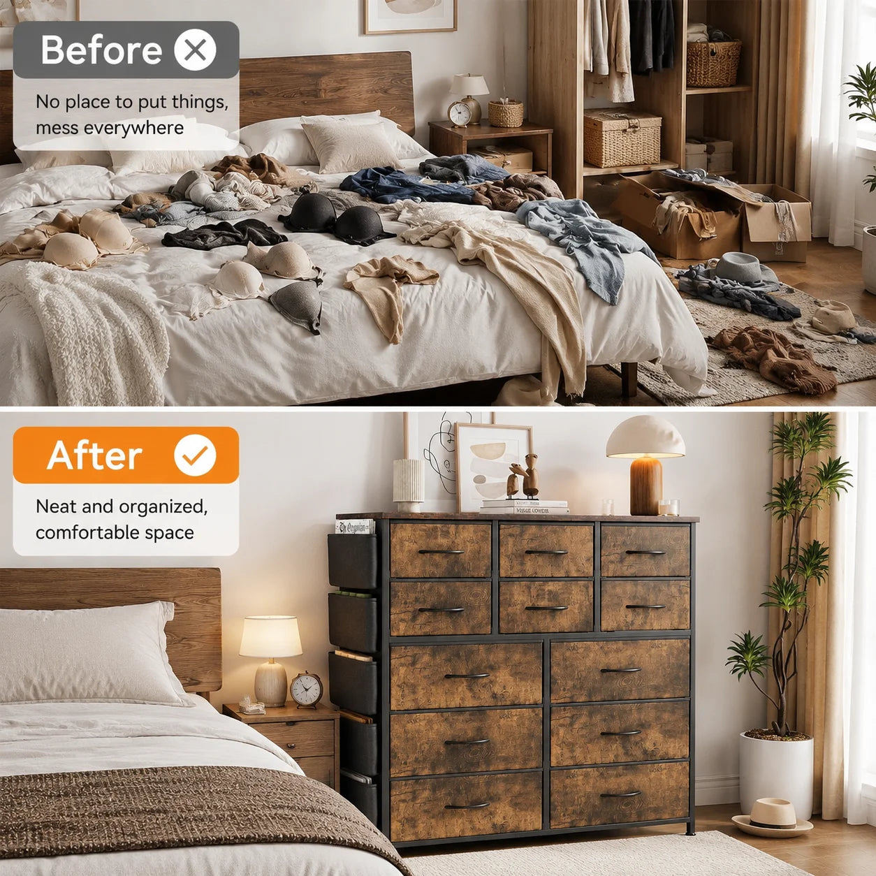 12-Drawer Fabric Storage Dresser