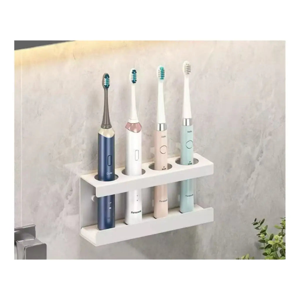 Toothbrush Holder Wall Mounted No Drill Bathroom Storage Rack with Mouthwash Cup Organizer for Electric Toothbru