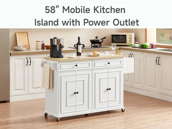 60-Inch Drop-Leaf Rolling Kitchen Island
