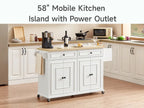60-Inch Drop-Leaf Rolling Kitchen Island