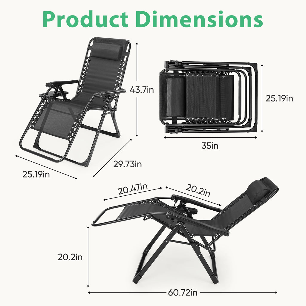 Set of 2 Zero-Gravity Outdoor Recliners