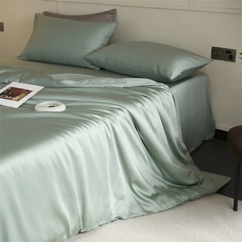 Mulberry Silk Bedding Set Luxury Natural 100% Silk Duvet Cover Set Bed Sheet Pillowcase Single Double Bedsheet King Queen Size