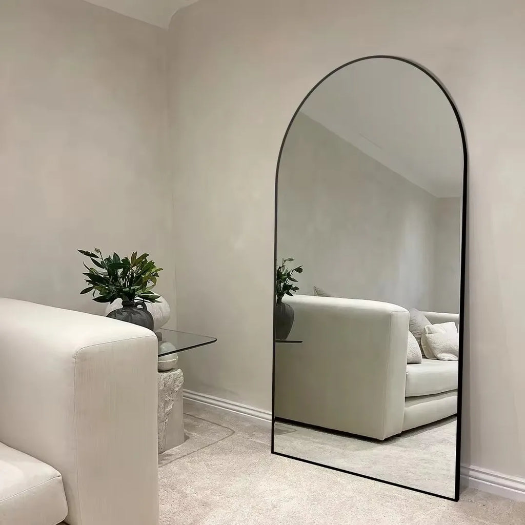 Minimalist Black Metal Arched Mirror