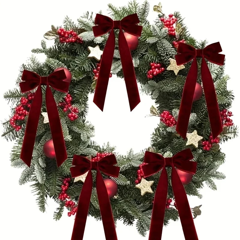 10-Piece Velvet Christmas Bow Set