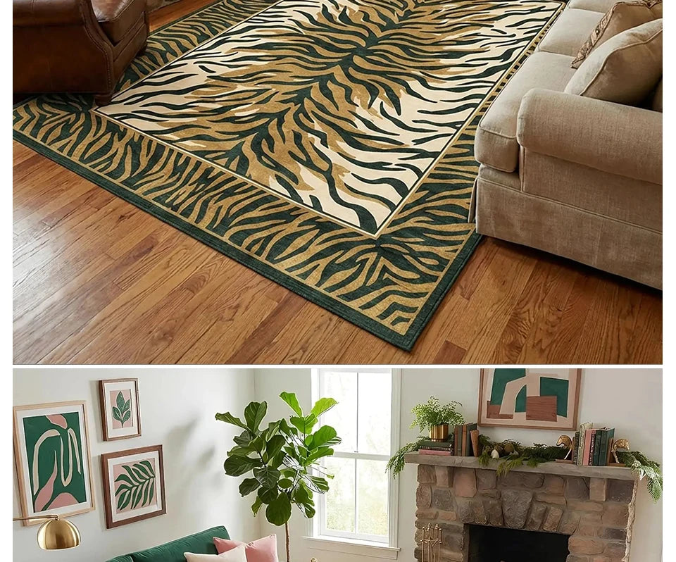 Pink Zebra Machine-Washable Area Rug