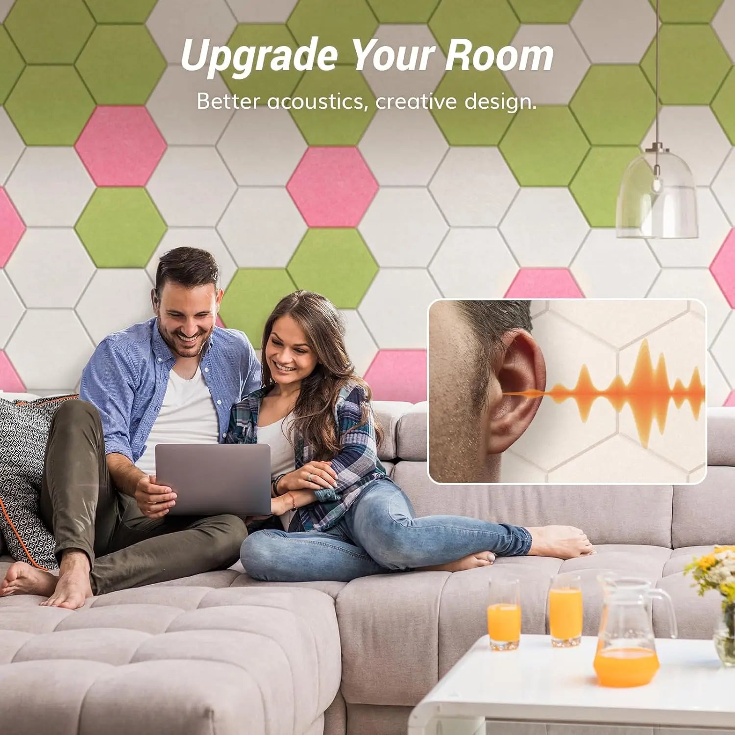 18-Pack Hexagonal Self-Adhesive Acoustic Panels