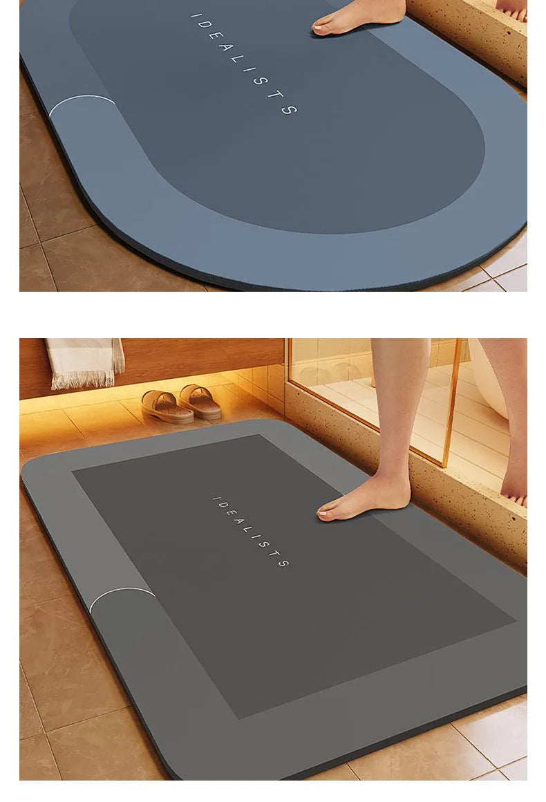 Minimalist Diatomite Bath Mat Quick-Dry Absorbent Non-Slip Door Mat Stain-Resistant & Durable Entryway Rug