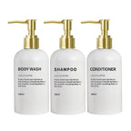 Refillable Shower Soap Bottles with Gold Pump, Shampoo and Conditioner Soap Dispenser for Bathroom Decor Upgrade
