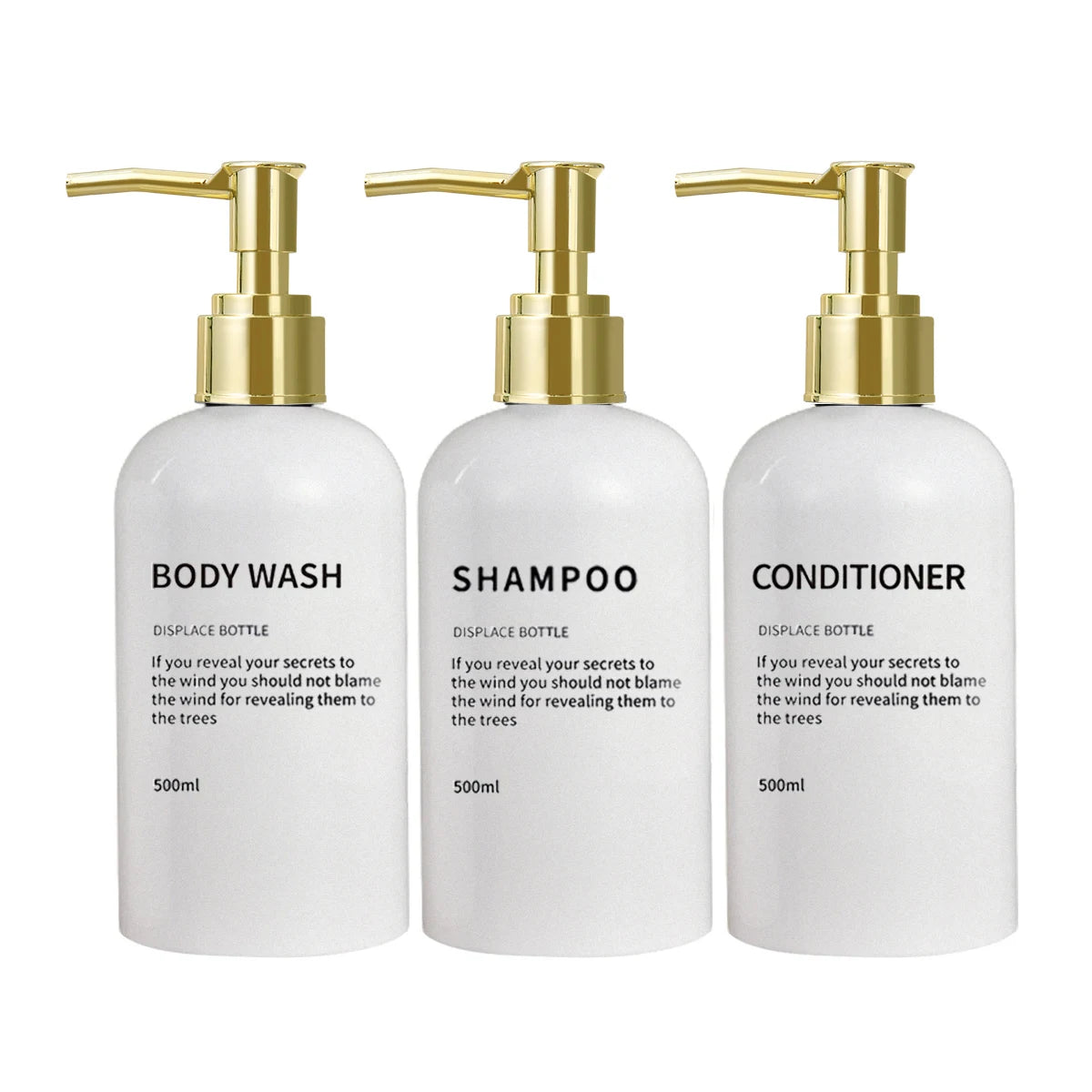 Refillable Shower Soap Bottles with Gold Pump, Shampoo and Conditioner Soap Dispenser for Bathroom Decor Upgrade