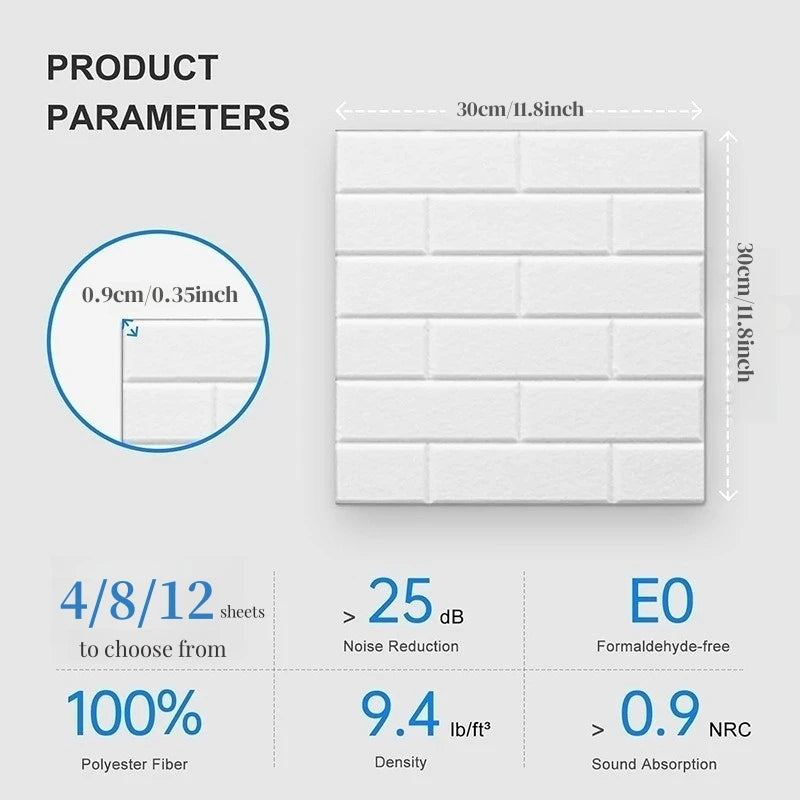 Faux-Brick Self-Adhesive Acoustic Panels