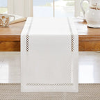 Modern Table Runner Linen Table Runner Washable Openwork Design Ideal for Holiday Party Decor,Dining Table,Restaurant, Christmas