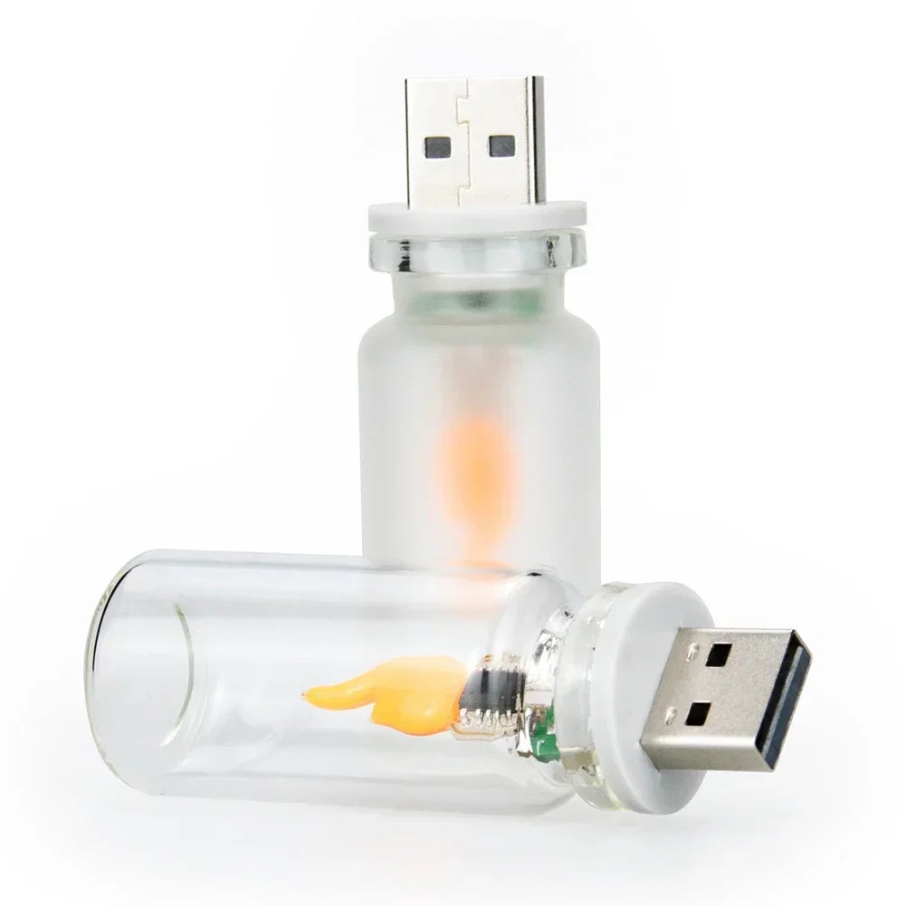 USB Flickering Glass Flame Light
