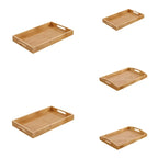 Bamboo Wooden Rectangular Tea Tray Solid Wood Tray Tea Cup Trays Stand Tray With Handle Wooden Hotel Dinner Plate Storage Tray