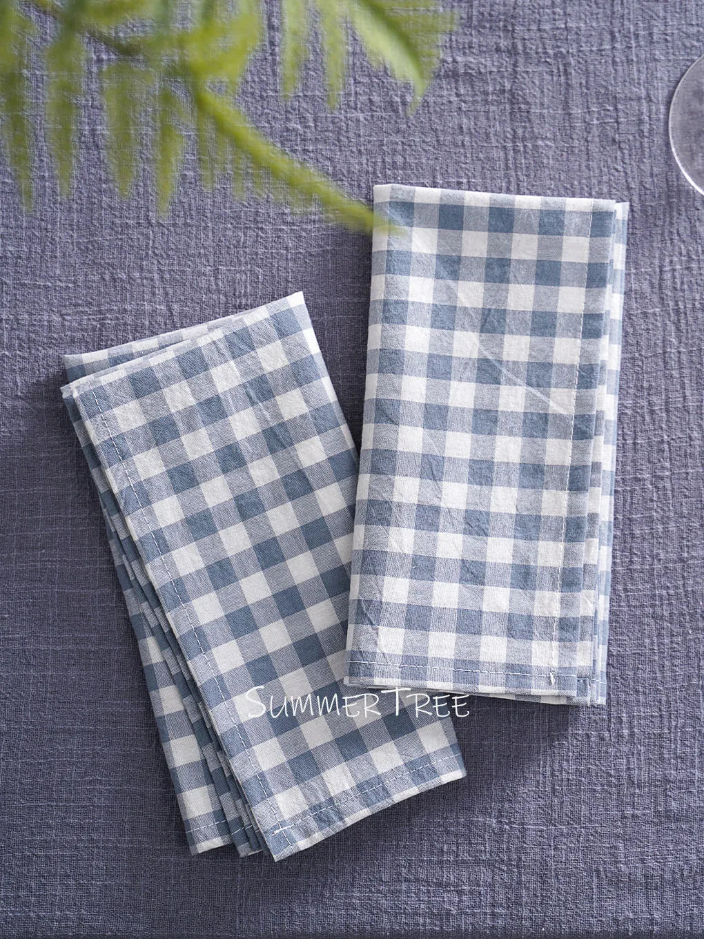 Set of 10 Gingham Cotton Napkins 42x42cm Reusable Check Cloth Napkin for Wedding Christmas Dinner Party Banquet Home Table Decor