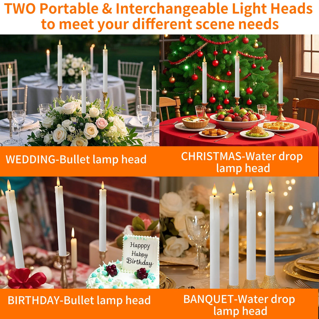 Flameless Taper Candle Set with Remote & Timer