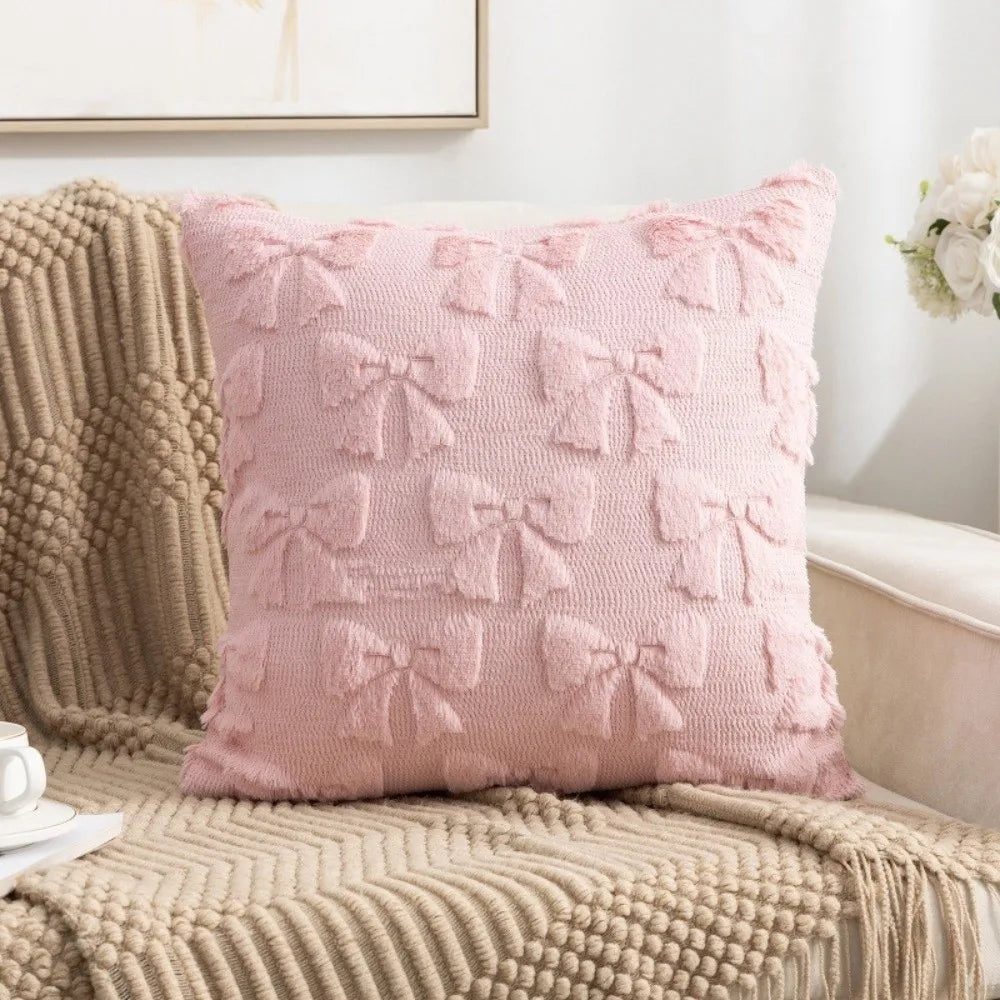 Bunny Bow & Daisy Plush Pillow Cover