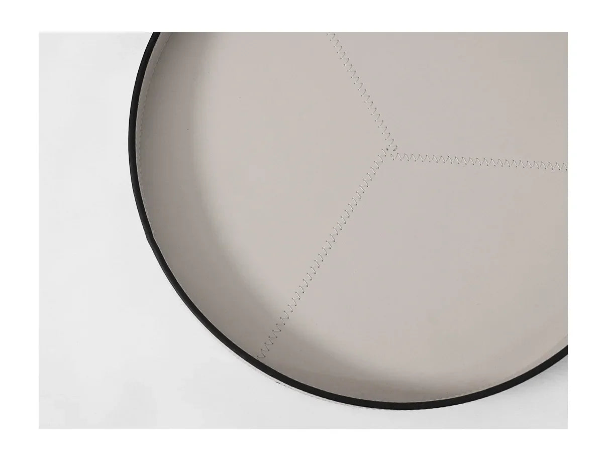 Round Black Leather Valet Tray