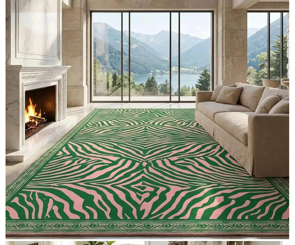 Pink Zebra Machine-Washable Area Rug
