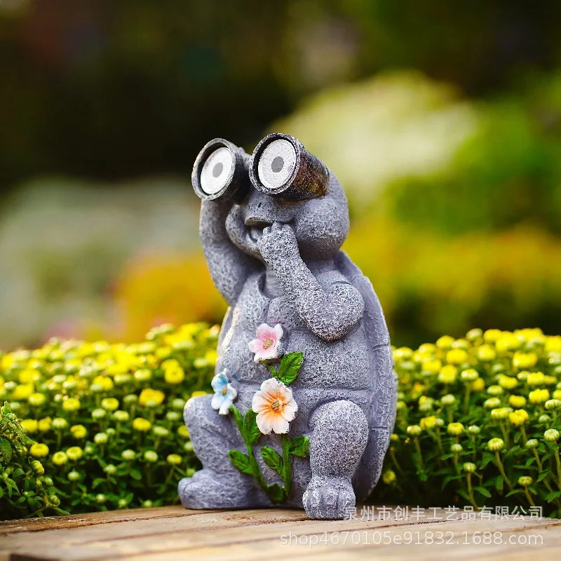 Solar Turtle Garden Statue