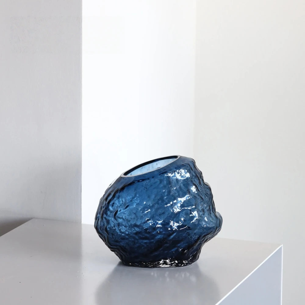 Rock-Textured Nordic Glass Vase