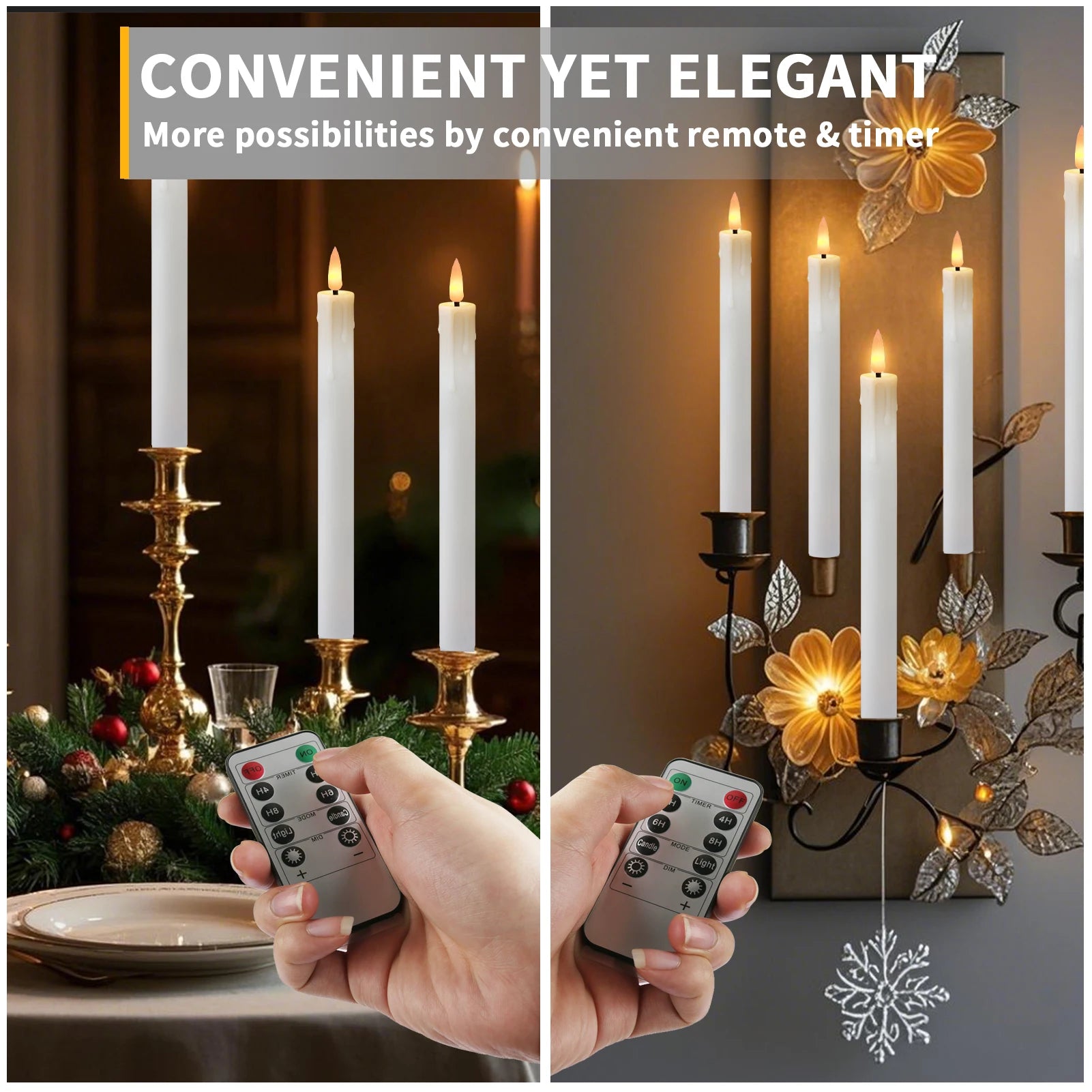 Flameless Taper Candle Set with Remote & Timer