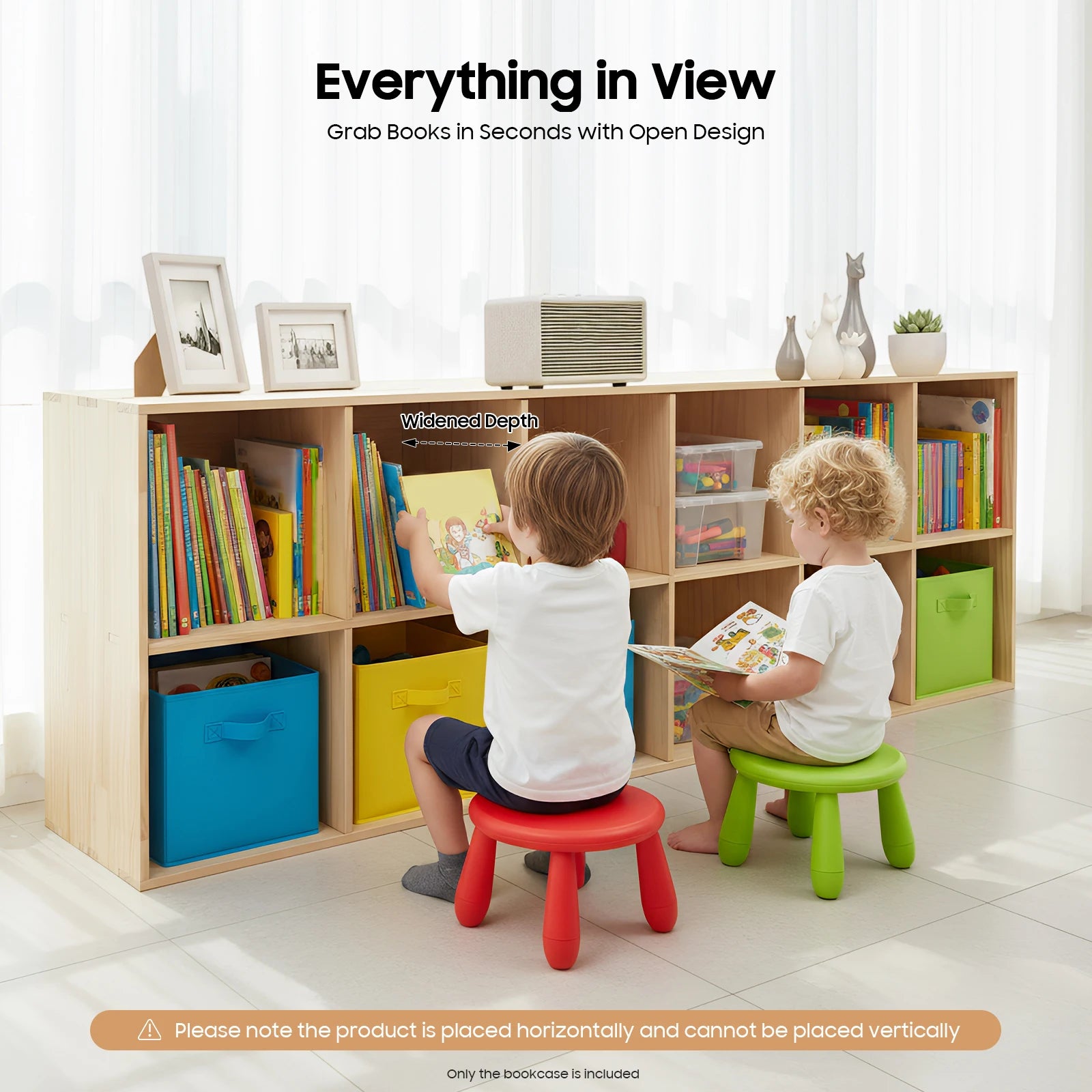 12-Cube Solid Wood Bookcase