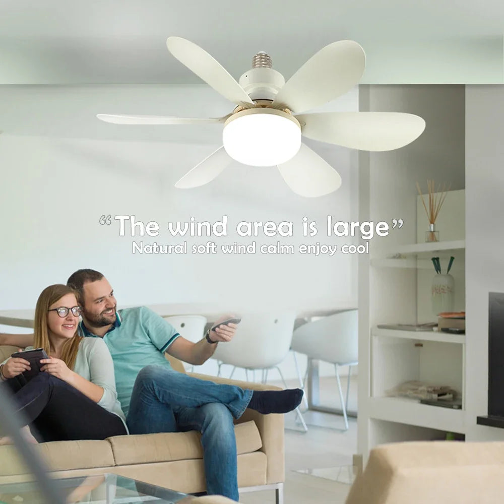 E26 Smart Remote-Control LED Ceiling Fan with Light