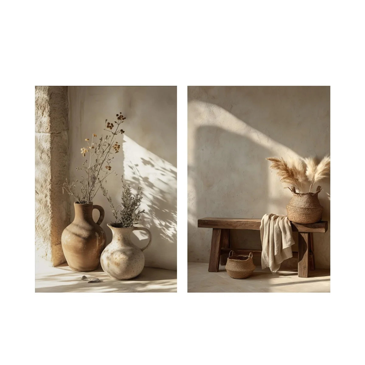 Olive Tree Shadow Canvas Print Set