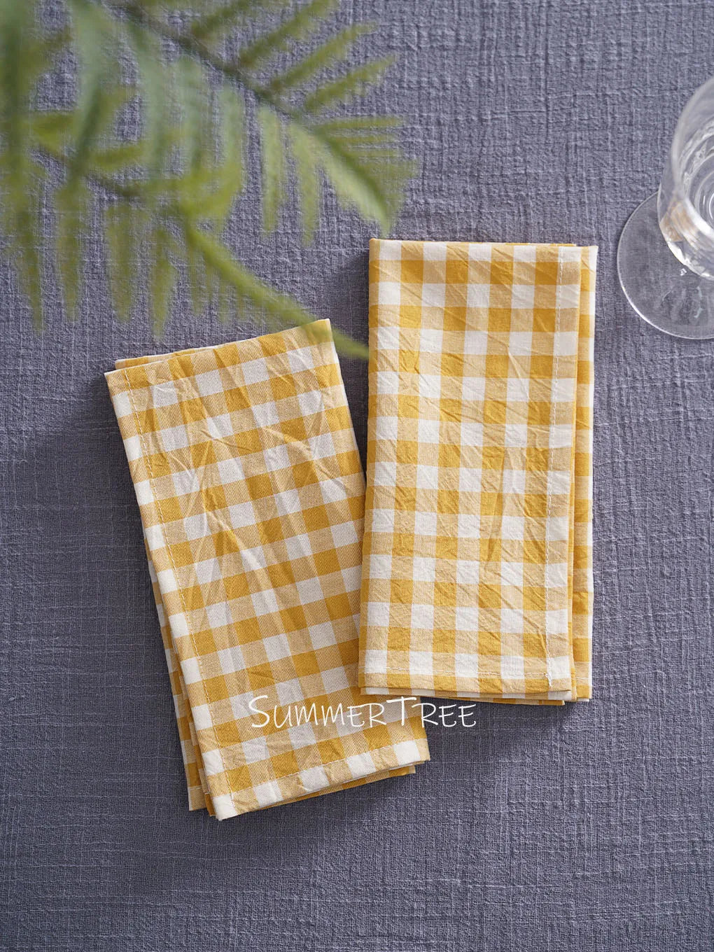 Set of 10 Gingham Cotton Napkins 42x42cm Reusable Check Cloth Napkin for Wedding Christmas Dinner Party Banquet Home Table Decor